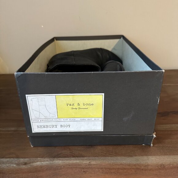 Rag & Bone Newbury Black Leather Ankle Boots • Stacked Block Heel • Women’s - Picture 8 of 8
